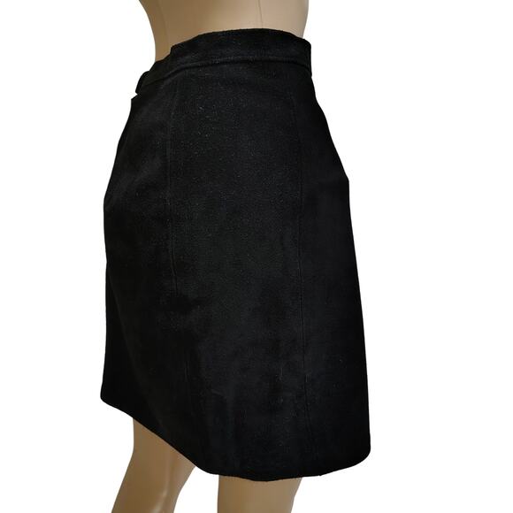 1990s Vintage Black Suede Pencil Short Skirt Outerwear by Phoenix Size 5/6 - Picture 4 of 8
